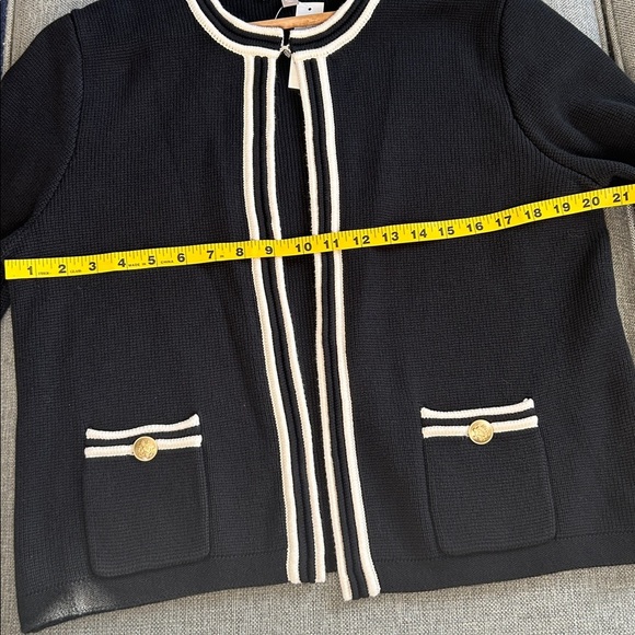 J. Crew Emilie Sweater Lady Jacket - Black and White Striped Contrast Trim - Picture 13 of 14